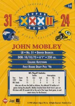 1998 Collector's Edge Super Bowl XXXII #10 John Mobley Back