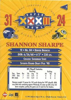 1998 Collector's Edge Super Bowl XXXII - Silver #3 Shannon Sharpe Back