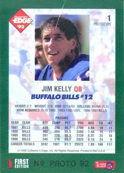 1992 Collector's Edge - Prototypes #1 Jim Kelly Back