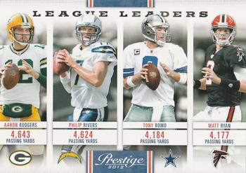 2012 Panini Prestige - League Leaders #17 Aaron Rodgers / Philip Rivers / Tony Romo / Matt Ryan Front