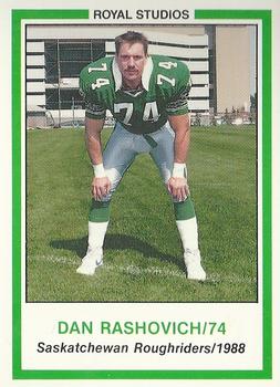 1988 Saskatchewan Roughriders #NNO Dan Rashovich  Front