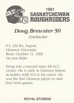 1991 Saskatchewan Roughriders #NNO Doug Brewster  Back