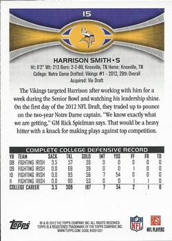 2012 Topps #15 Harrison Smith Back