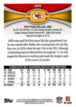 2012 Topps #201 Peyton Hillis Back
