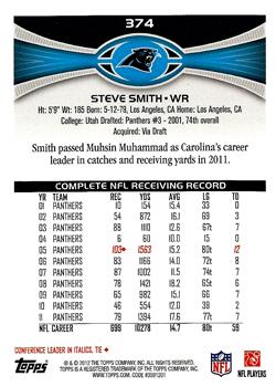 2012 Topps #374 Steve Smith Back