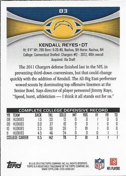 2012 Topps #83 Kendall Reyes Back