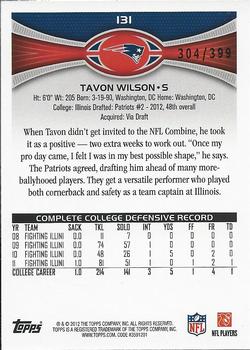 2012 Topps - Camo #131 Tavon Wilson Back