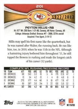 2012 Topps - Gold #201 Peyton Hillis Back