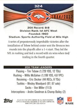 2012 Topps - Gold #324 Broncos Team Leaders Back