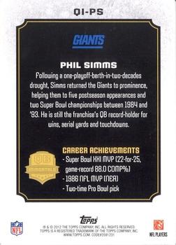 2012 Topps - QB Immortals #QI-PS Phil Simms Back