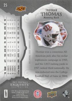 2011 Upper Deck Exquisite Collection #25 Thurman Thomas Back