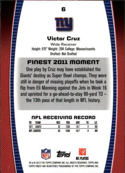 2012 Finest #6 Victor Cruz Back