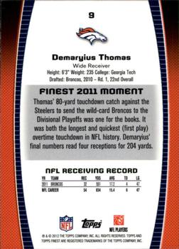 2012 Finest #9 Demaryius Thomas Back