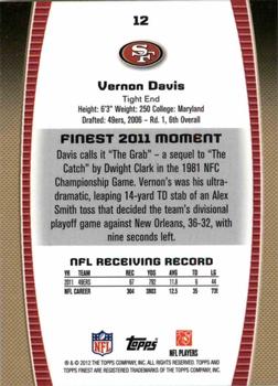 2012 Finest #12 Vernon Davis Back