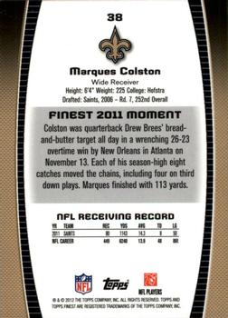 2012 Finest #38 Marques Colston Back