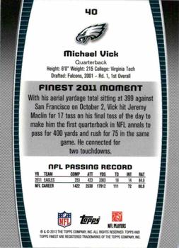 2012 Finest #40 Michael Vick Back