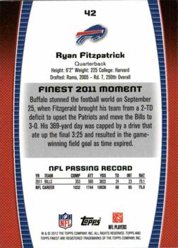 2012 Finest #42 Ryan Fitzpatrick Back