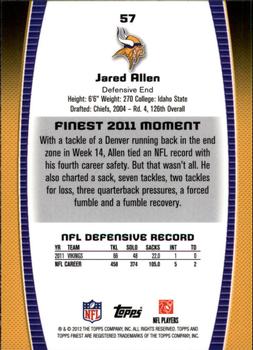 2012 Finest #57 Jared Allen Back