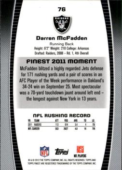 2012 Finest #76 Darren McFadden Back