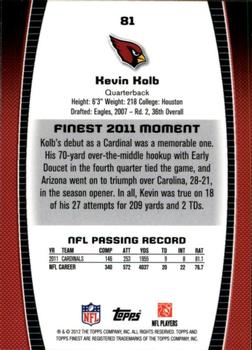 2012 Finest #81 Kevin Kolb Back