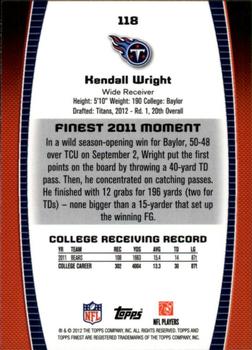 2012 Finest #118 Kendall Wright Back