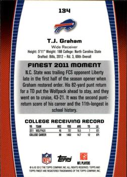2012 Finest #134 T.J. Graham Back