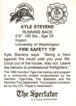1982 Hamilton Tiger-Cats Safety #NNO Kyle Stevens Back