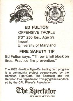 1982 Hamilton Tiger-Cats Safety #NNO Ed Fulton Back