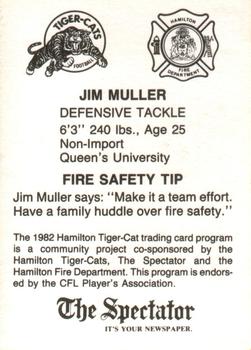 1982 Hamilton Tiger-Cats Safety #NNO Jim Muller Back