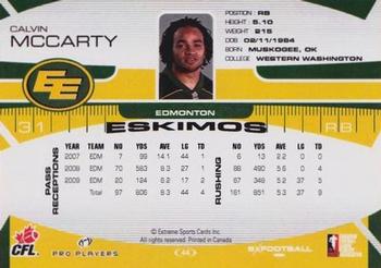 2009 Extreme Sports CFL #44 Calvin McCarty Back
