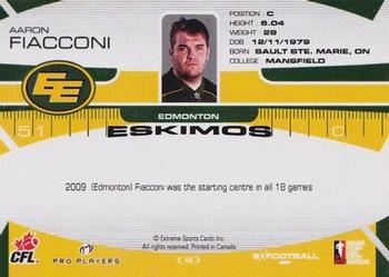 2009 Extreme Sports CFL #46 Aaron Fiacconi Back