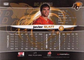 2008 Extreme Sports CFL #17 Javier Glatt Back