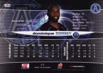 2008 Extreme Sports CFL #29 Dominique Dorsey Back