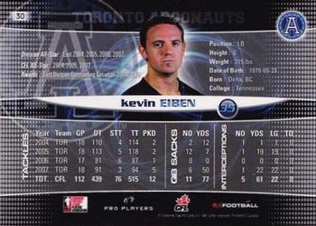 2008 Extreme Sports CFL #30 Kevin Eiben Back
