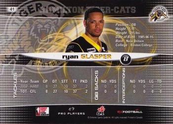 2008 Extreme Sports CFL #41 Ryan Glasper Back