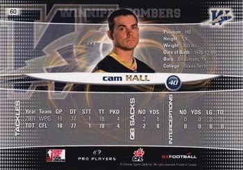 2008 Extreme Sports CFL #60 Cam Hall Back