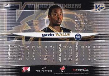 2008 Extreme Sports CFL #63 Gavin Walls Back