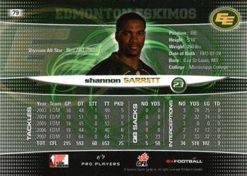 2008 Extreme Sports CFL #79 Shannon Garrett Back