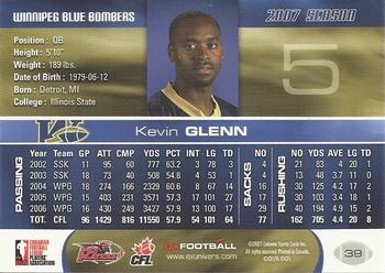 2007 Extreme Sports CFL #39 Kevin Glenn Back