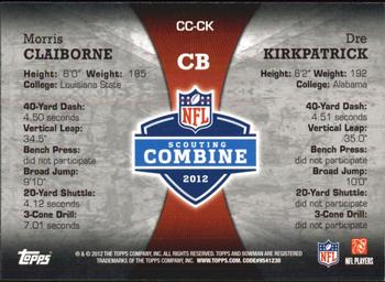 2012 Bowman - Combine Competition #CC-CK Morris Claiborne / Dre Kirkpatrick Back