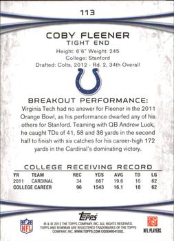 2012 Bowman - Gold #113 Coby Fleener Back