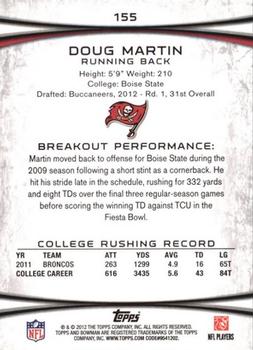 2012 Bowman - Gold #155 Doug Martin Back