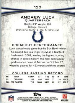 2012 Bowman - Green #150 Andrew Luck Back