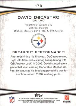 2012 Bowman - Purple #173 David DeCastro Back