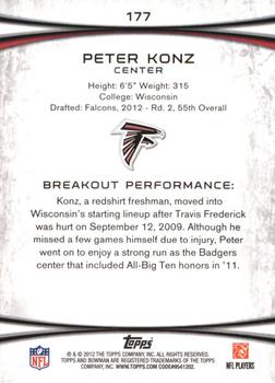 2012 Bowman - Purple #177 Peter Konz Back