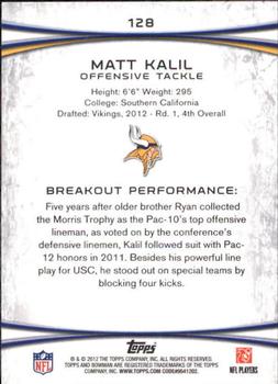 2012 Bowman - Silver #128 Matt Kalil Back