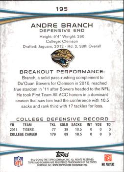 2012 Bowman - Silver #195 Andre Branch Back
