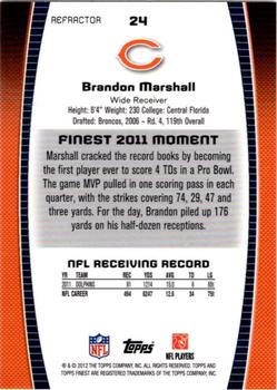 2012 Finest - Prism Refractors #24 Brandon Marshall Back