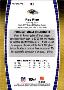 2012 Finest - Prism Refractors #91 Ray Rice Back
