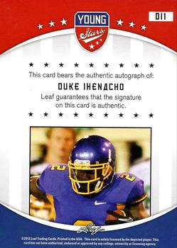 2012 Leaf Draft - Autographs Blue #DI1 Duke Ihenacho Back